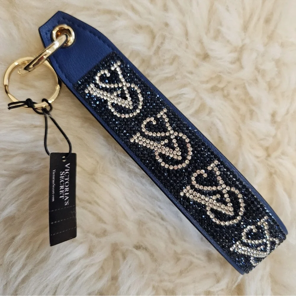 Victoria's Secret rhinestone wristlet strap keychain in Dark Blue - Picture 2 of 3
